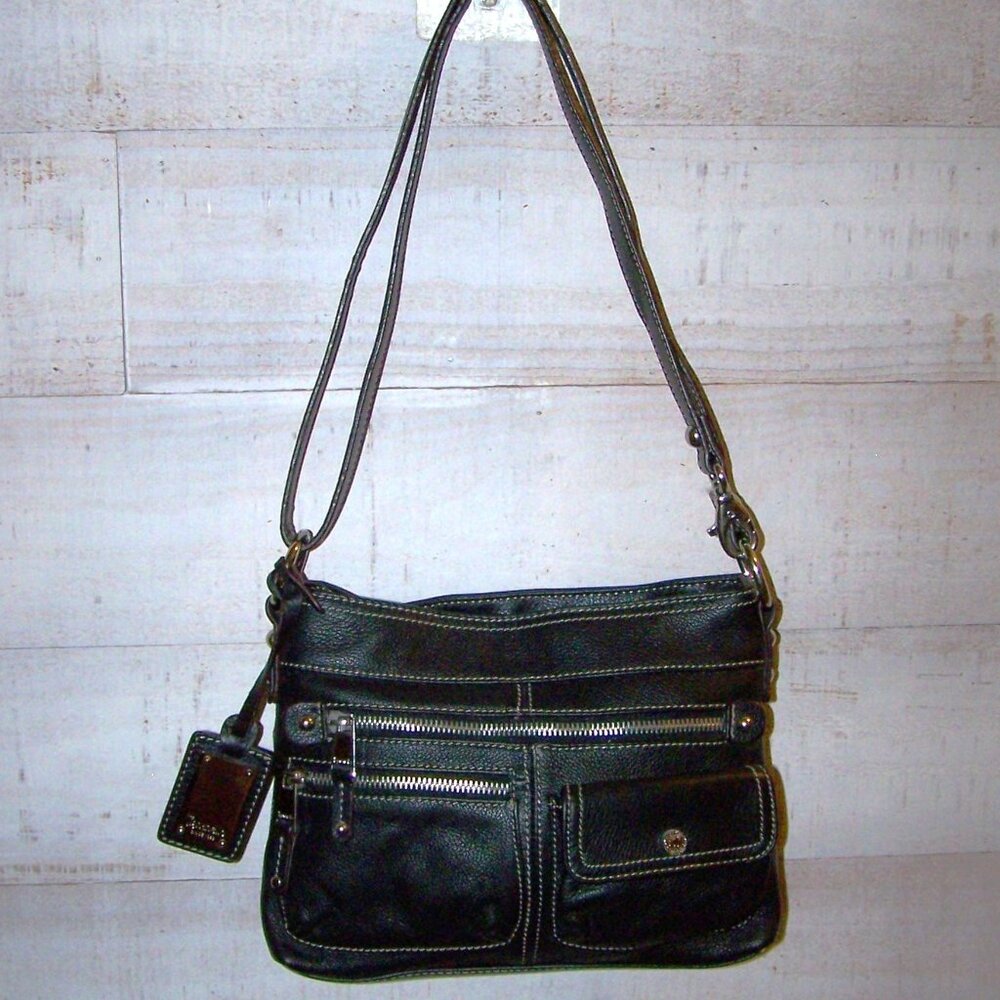 Tiganello Black Leather Crossbody Bag with Matching Key Fob